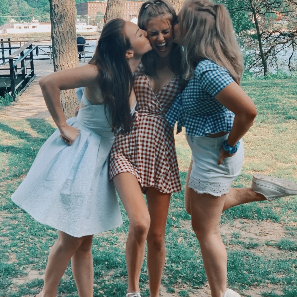 Red gingham romper